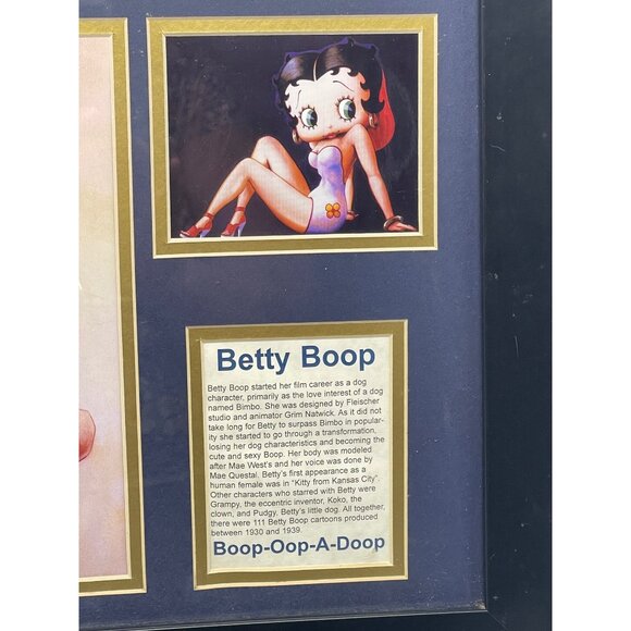 Betty Boop black framed wall artwork red white blue stars stripes 16x13" READ - Picture 3 of 7